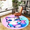 1PC Kawaii Cat Round Chair Mat Area Rug - Non-Slip, Floor Mat for Office, Bedroom, and Indoor Decor -Gift D1127276
