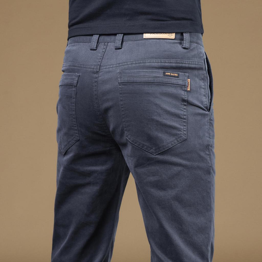 2024 Spring And Autumn Combed Plush/Regular Pure Cotton Simple Casual Loose Straight Men'S Business Elastic High End Pants