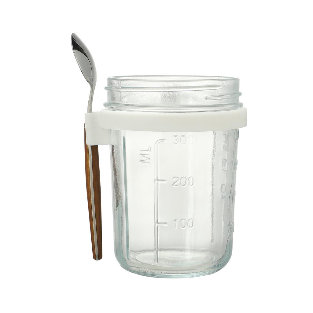 Einmachglasbehälter für Overnight Oats mit Deckel und Löffel Wiederverwendbarer Glasbecher für den Heimgebrauch