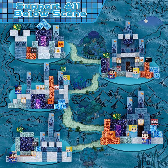 Blue Castle Magnetic Cube Building Blocks - 3D Educational Montessori Toy