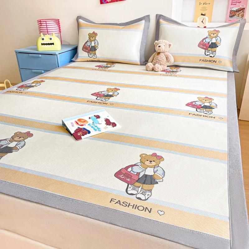 Premium End Animated Ice Silk Bed Mat Summer Cool Down Sleeping Mat Bed Adult Child Washable Cooling Bed Pad and Pillowcases