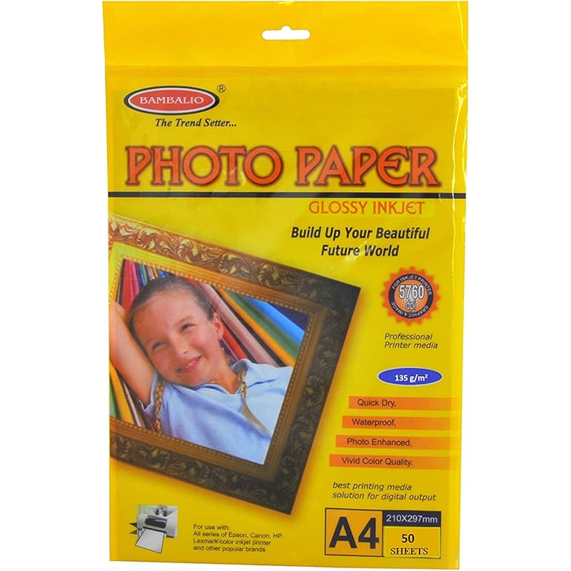 Bambalio Bpg 135-50 (Classic) 135 Gsm Glossy Photo Paper, A4 Size Pack Of 50 Sheets