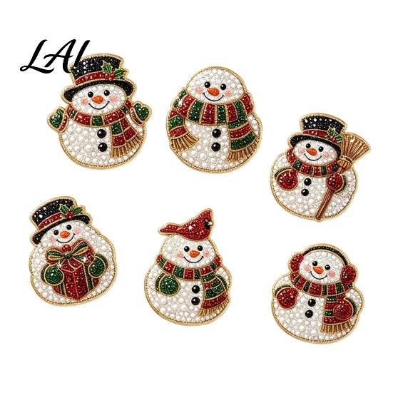 Familienbastelsets 6 Stück/Set Kühlschrankmagnete Kunst-Kit mit Kunstperlen Weihnachts-Schneemann Baum Nikolaus Magnetische Schneeflocken-Ornamente Magnete DIY Mosaik
