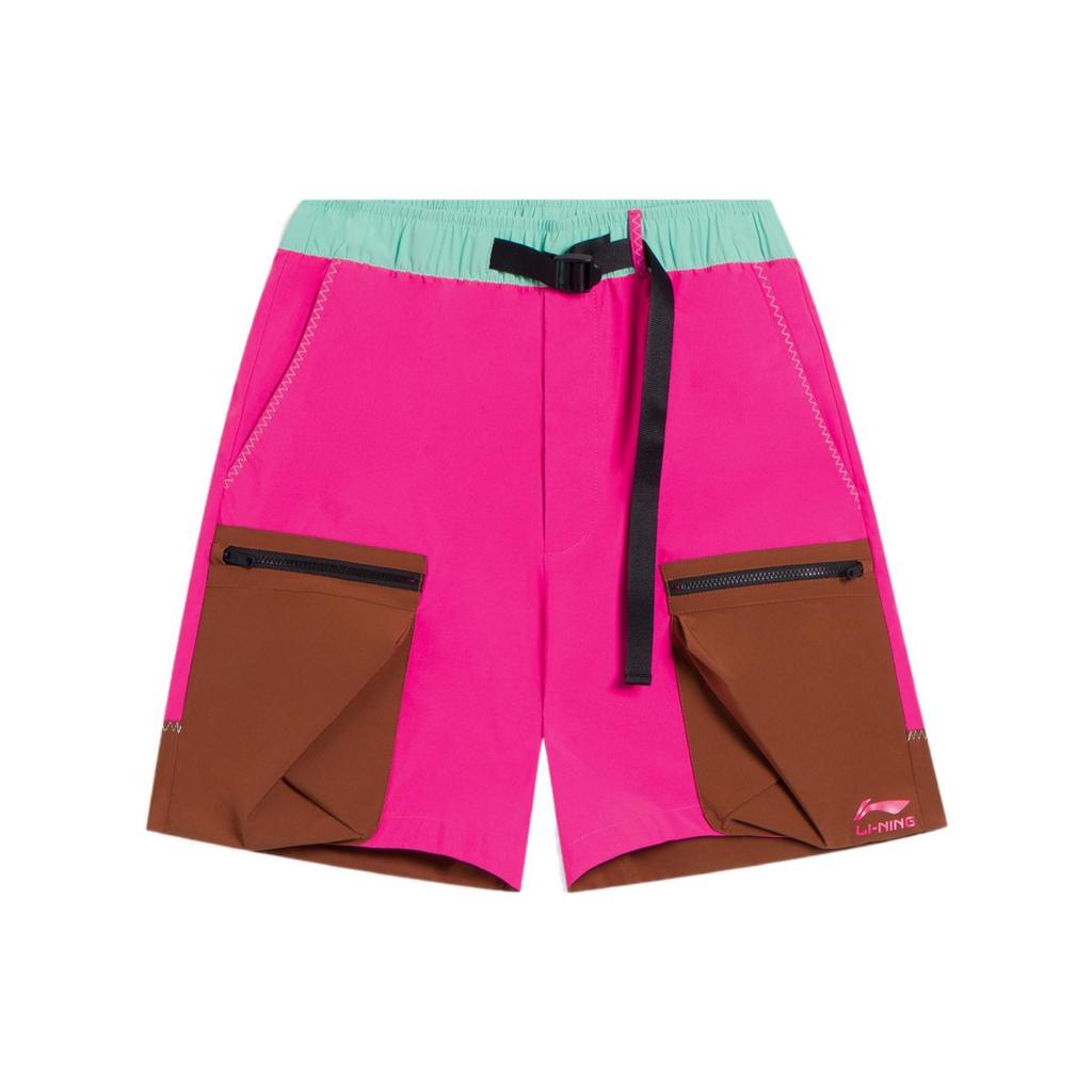 Li Ning Logo Print Elastic Waistband Zipper Pocket Shorts Men Shorts Multicolor AKSS055-1