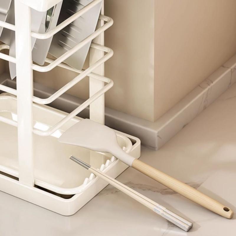 Carbon Steel Kitchen Knife Tool Storage Rack Large Capacity Extra-Thick Household Utility Knife Holder Organizer with Drainer