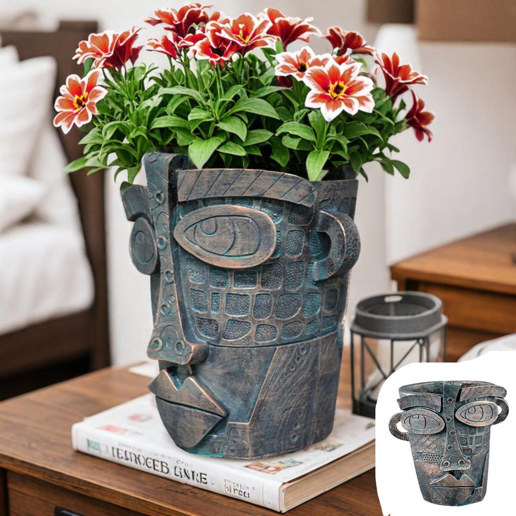 Picasso-Inspired Abstract Face Flower Pot - Brutalism Planter With Sculptural Art For Home Decor & Planting