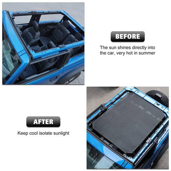 Black PVC Heat Insulation Sunshade for Ford Bronco Car Interiors