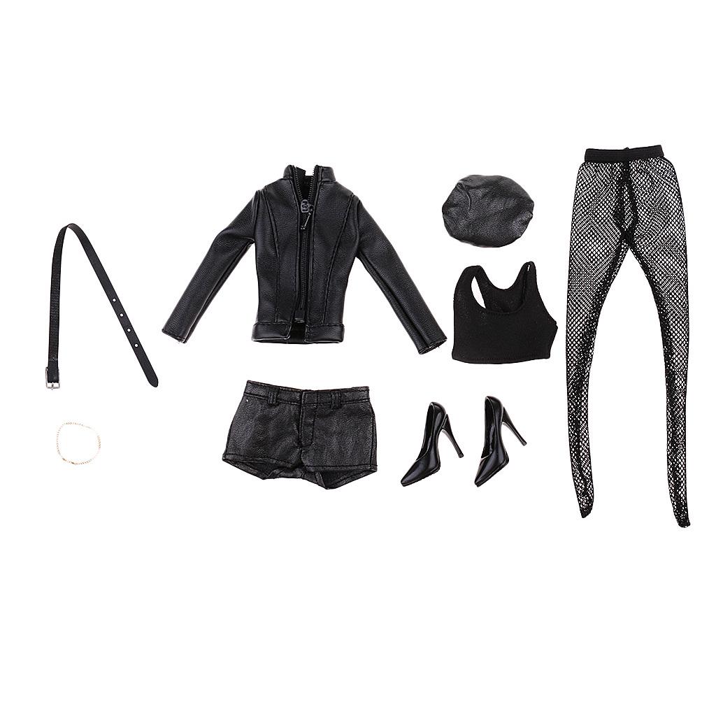 1//6th Black PU Leather Vest Model For 12/" Female Action Figure Doll Toys