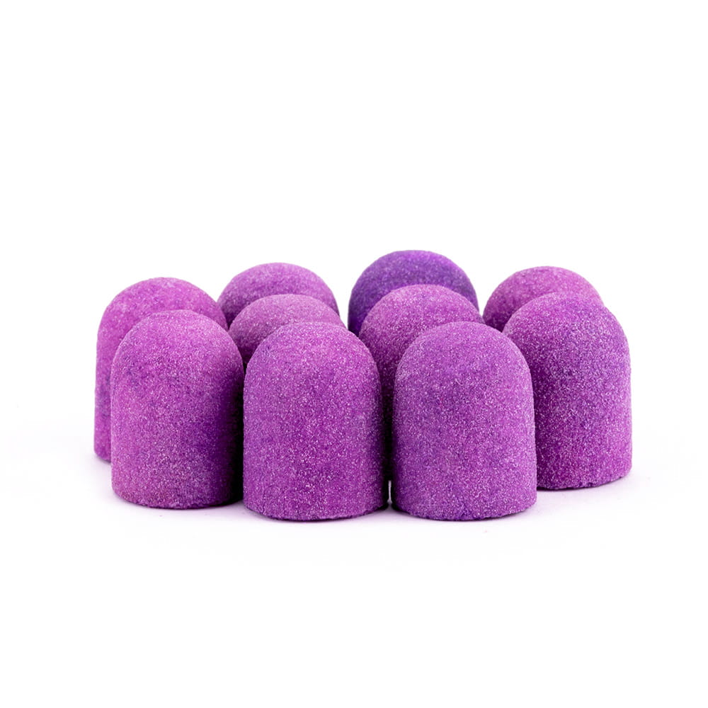 Pediküre-Kappen 7 mm Körnung 180 10 Stück Stoff Podo Allemed Violett Purple
