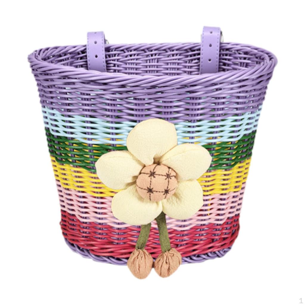 Kids Bike Basket Easy to Install Woven Front Bicycle for Children