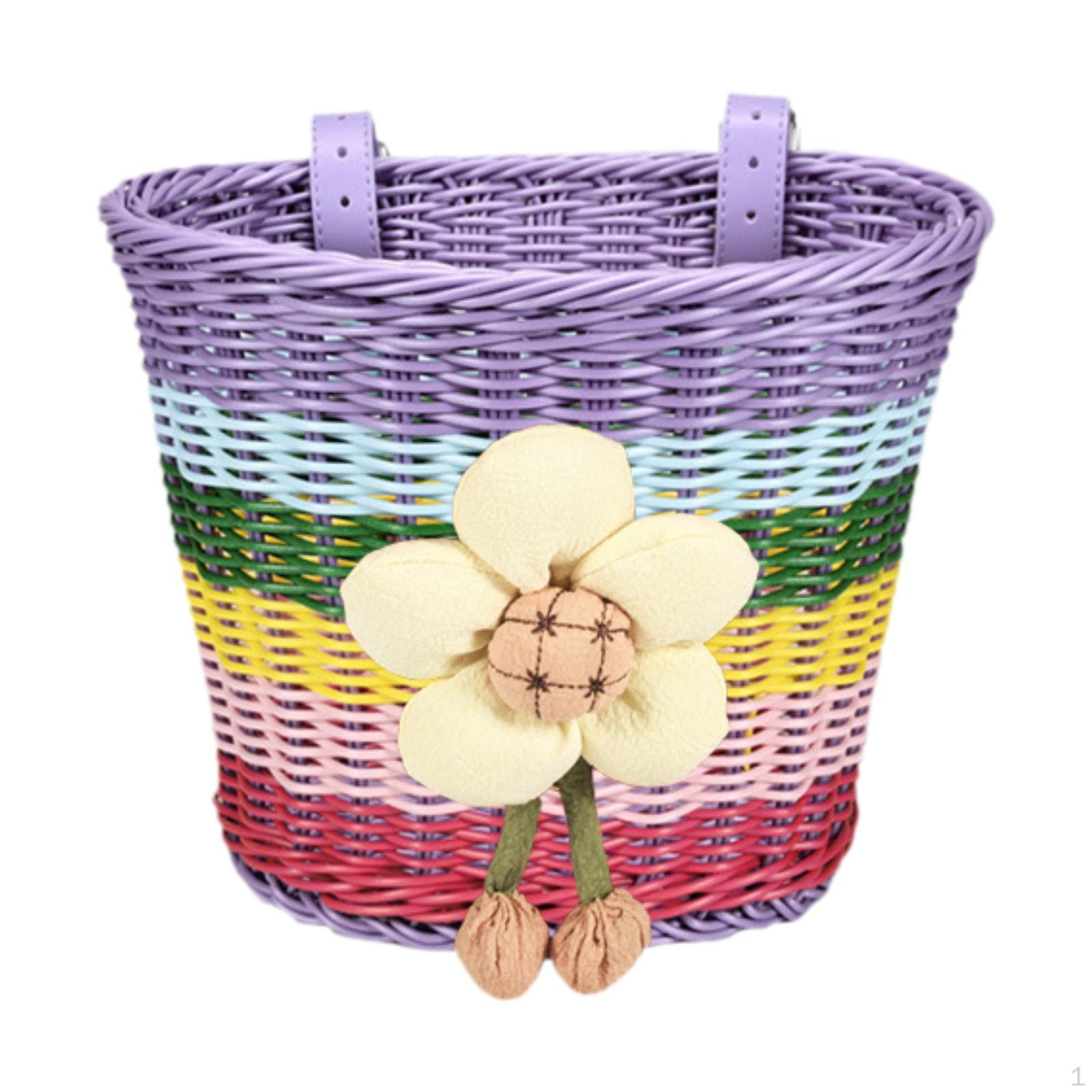 Детская велосипедная корзина Легко устанавливаемая Плетеная Передняя Велосипедная для Детей Colorful