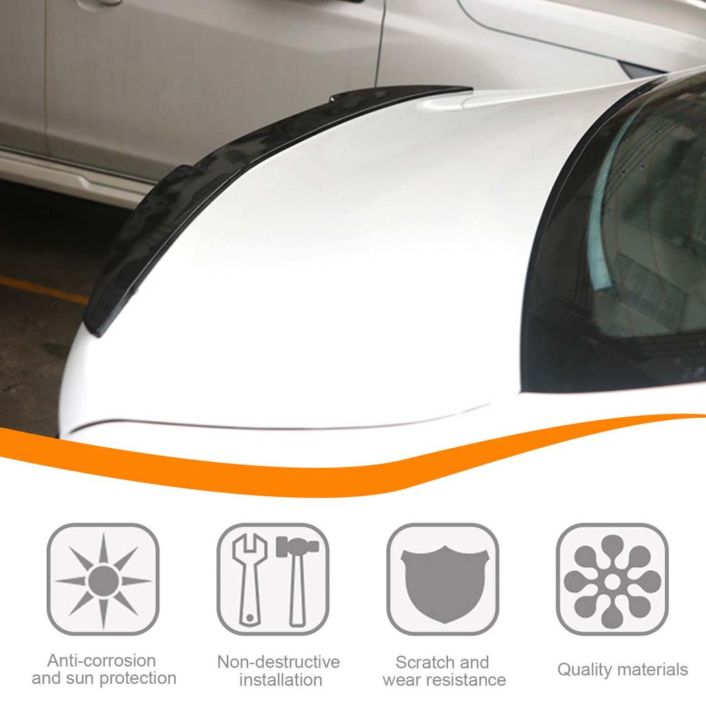 Universal Car Rear Spoiler Wing Easy Install Pvc No-Drill One-Piece Adhesive Lip For Auto Body Styling Spoiler Exterior Styling