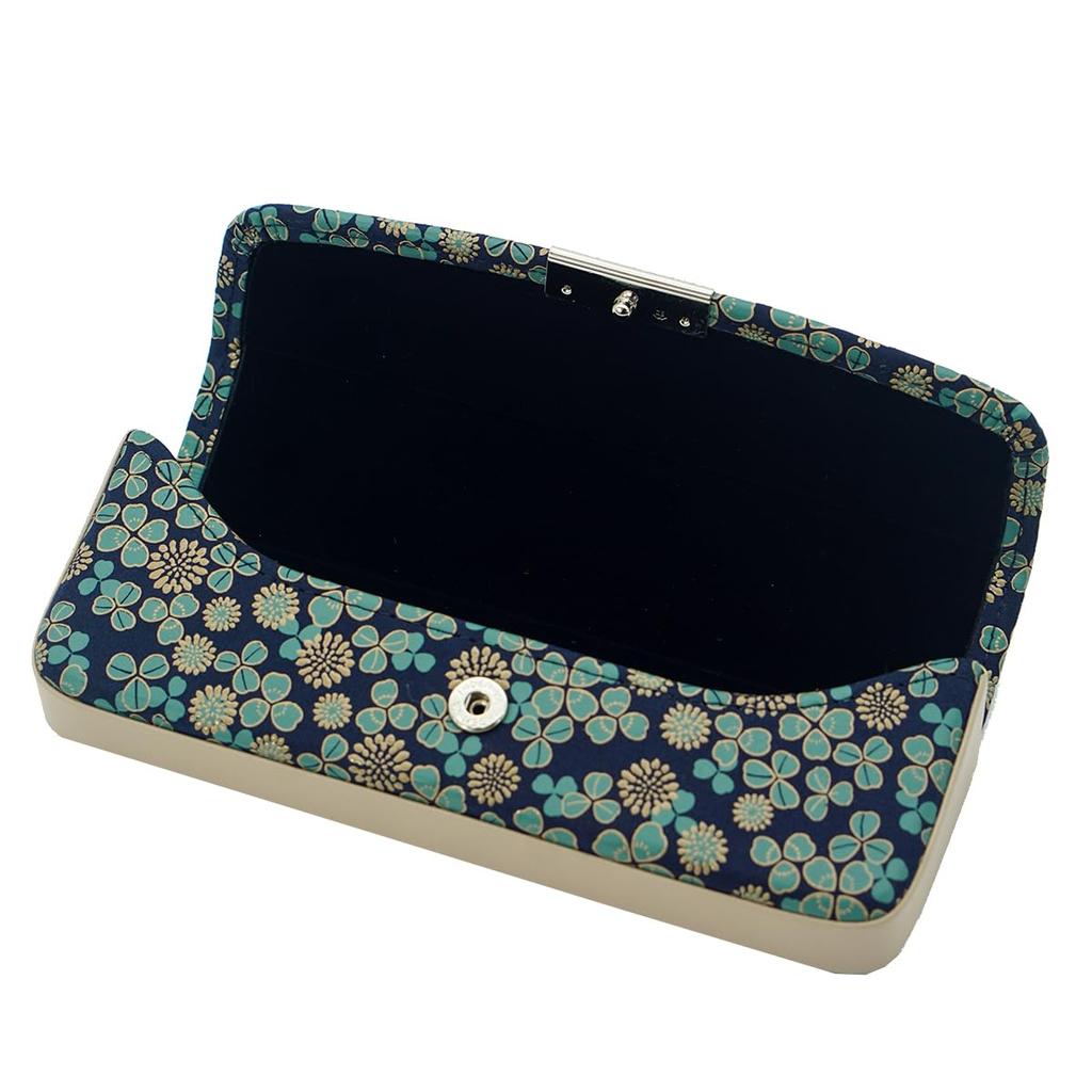 Indenya White Traditional Koshu Original Brand Eyeglass [Inden-ya] Clovers, Crafts, Inden, Deerskin, Lacquer, (No. 7308, Case)