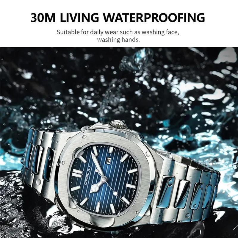 Luxury Man Wristwatch Business Stainless Steel Quartz Men Watch Waterproof Luminous Date Square Men's Watches Clock