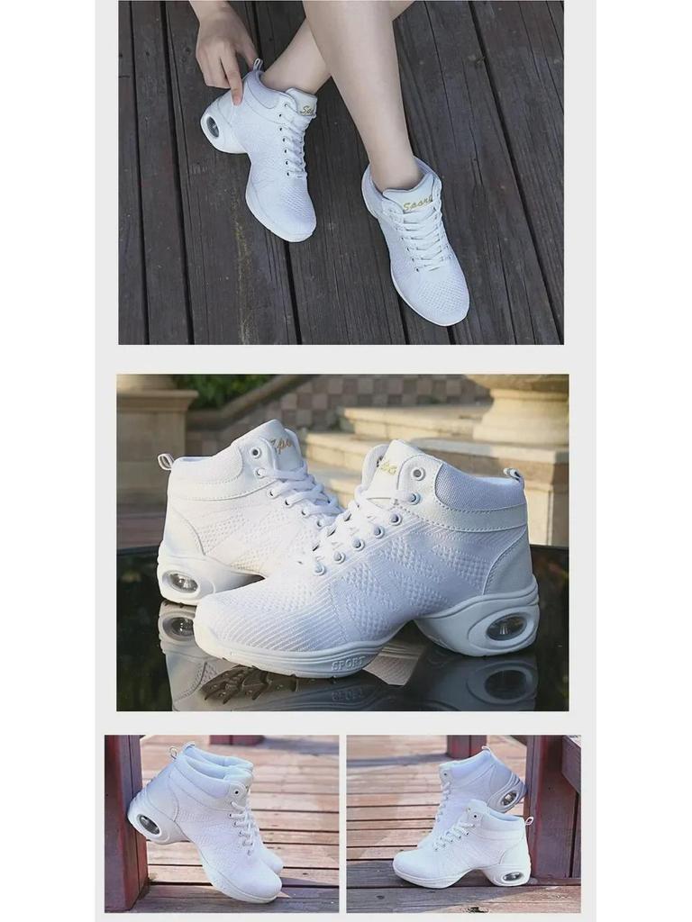 Zapatillas de baile de malla de caña alta: Suela Blanda, Aumenta la Altura, Ideal para Danza Cuadrada, Jazz y Moderna. Adecuado para Adultos. Perfecto para el otoño.