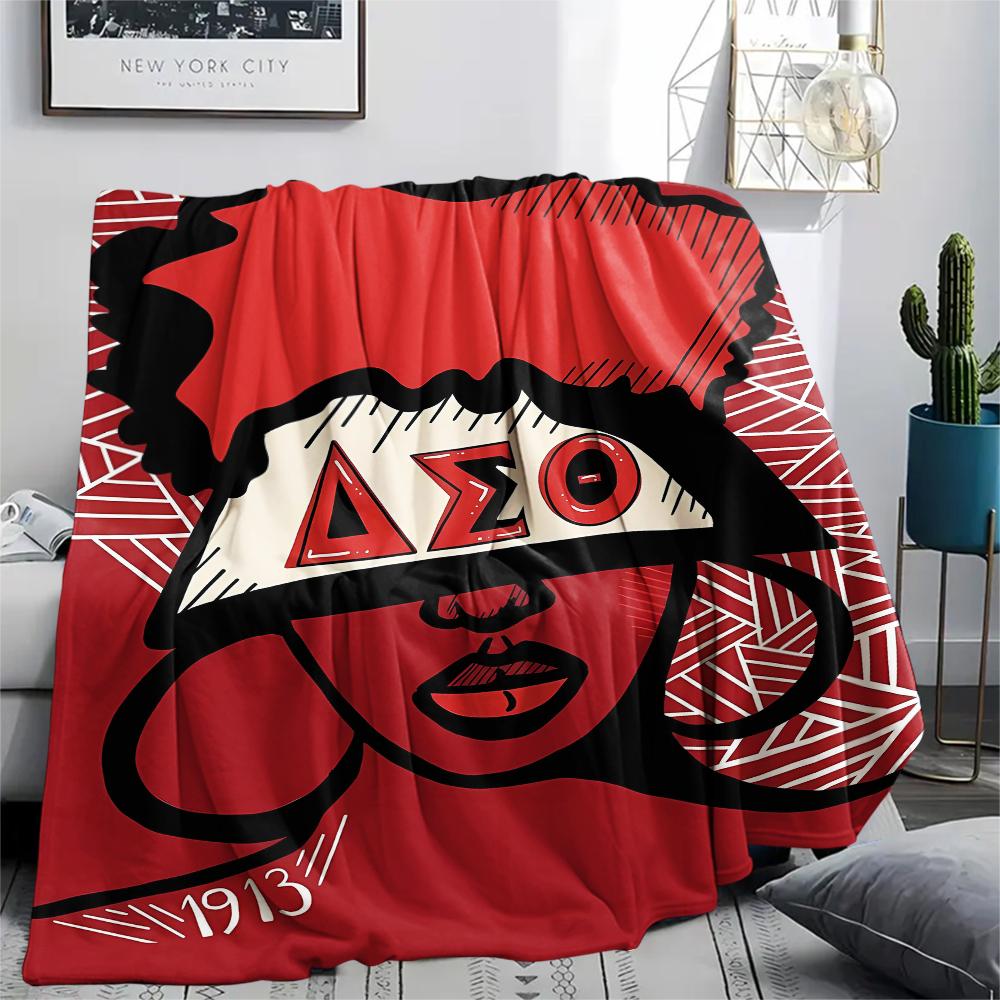 1PC Delta Sigma Theta Print Flannel Blanket, High quality All Seasons, Home Decor, Warmth and Comfort, Perfect for Christmas Gifts