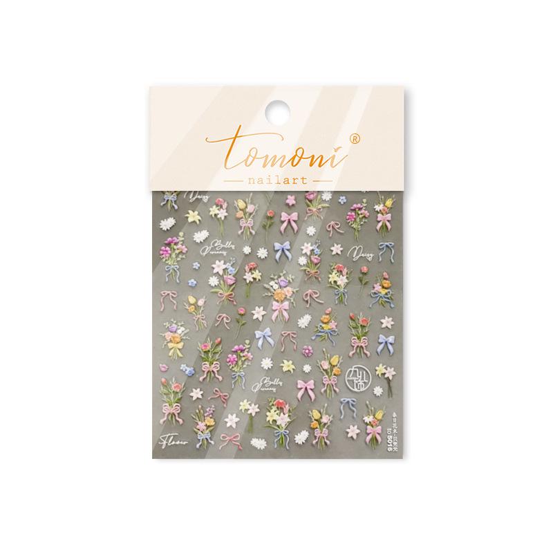 Tomoni Shell Light Nail Stickers - Spring Flower Lace Design Decorative Stickers