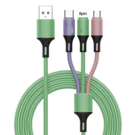 Data Cable Universal 3 In 1 Fast Charging Liquid Silicone 8-pin Micro USB