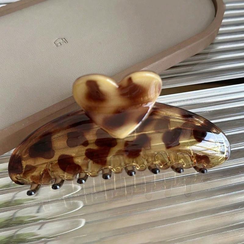 1pc Fashion New Leopard Grab Clip Hair Volume Flowers Back of Head Hair Claw Hair Clips Headwear Valentine's Day