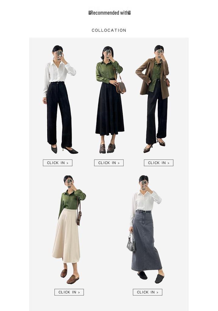 Women's Retro Hong Kong Style Satin Lapel Shirt - Spring/Autumn 2025, Professional Commute Chic, Long Sleeve Top