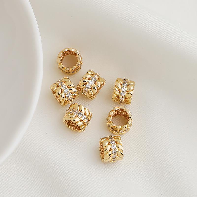 14K Gold-Filled Zircon Wheat Ear Spacer Beads for DIY Jewelry