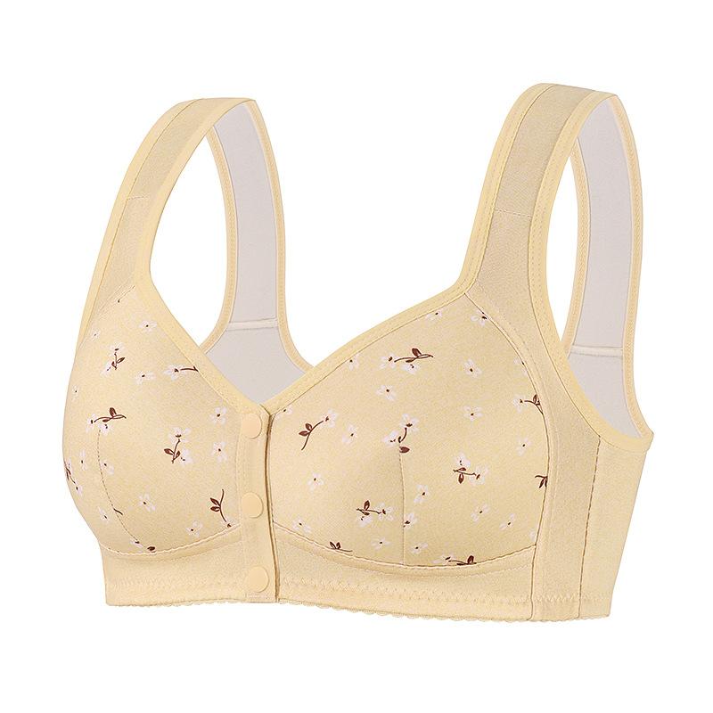 Large size bra popular setting cup front buckle underwear women's printing steel rimless vest type large size underwear