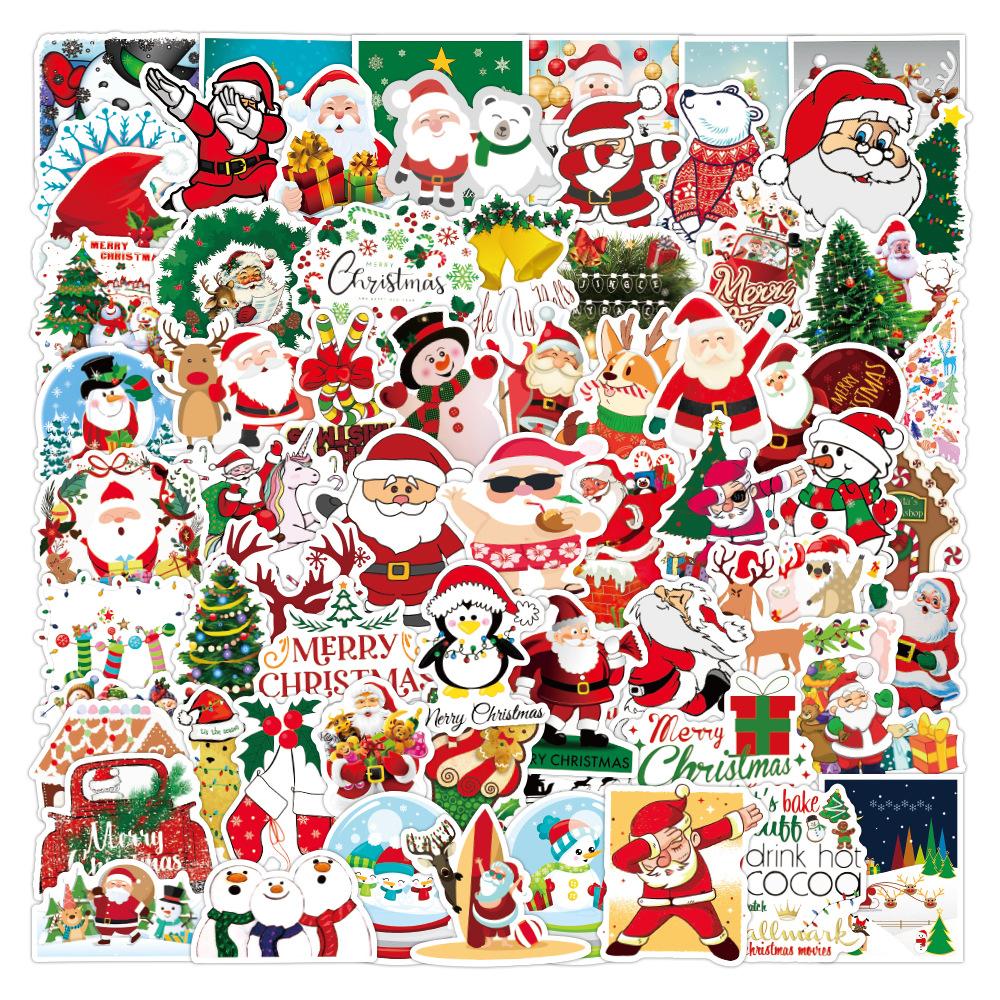 50Pcs Cartoon Christmas Stickers For Multi-Surface Decor (Wall Luggage Guitar)