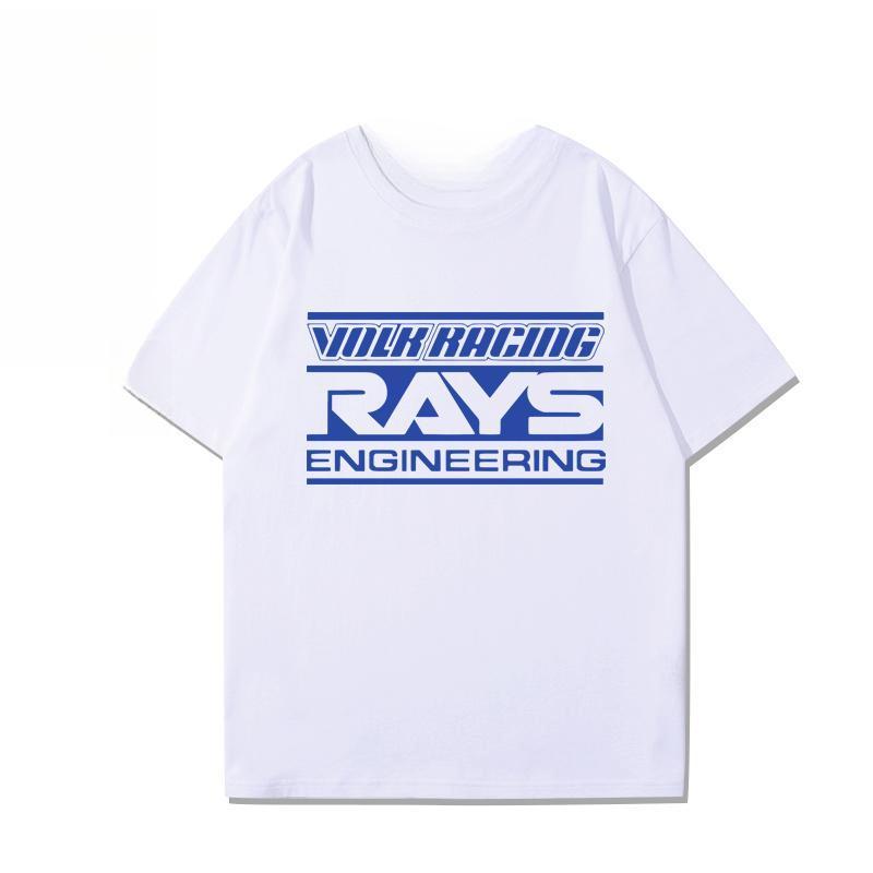 Japan RAYS Wheel Hub Modified Car Jdm Short-sleeved T-shirt Men's and Women's Pure Cotton Half-sleeved Casual Wear Top Versatile