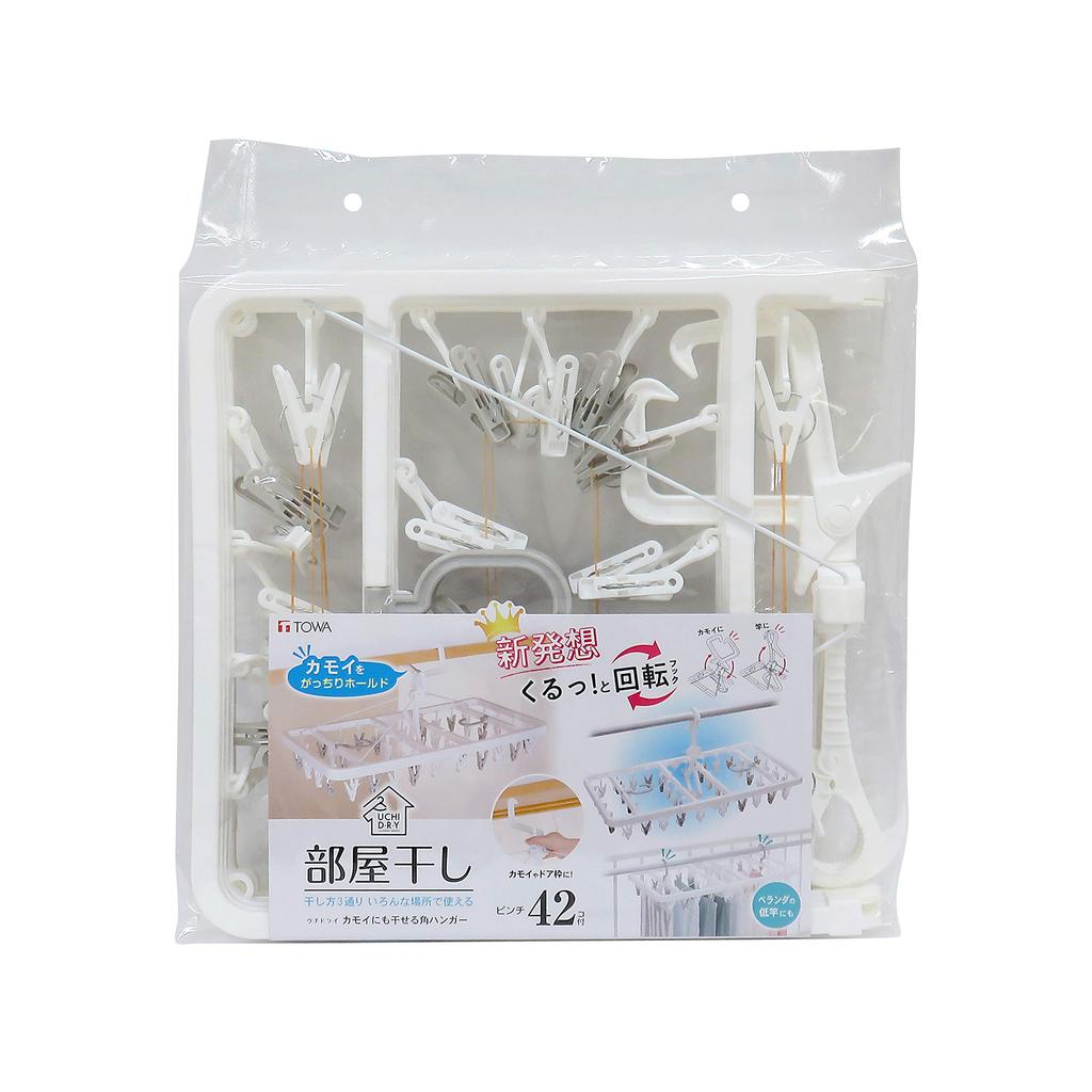 Towa Sangyo Laundry Drying Compatible with UD Includes 42 35 x 70 x 34 cm Hanger, Kamoi, Clothespins, White, Approx.