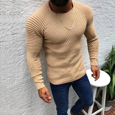 Strickpullover im neuen Stil für junge Männer, modischer, einfarbiger Rundhalspullover mit langen Ärmeln im Herbst und Winter