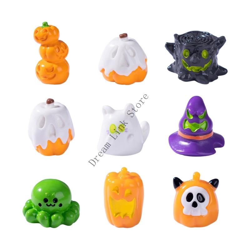 Q1FD Halloween Miniature Figurines,Resin Little Small Figures Halloween Mini Resin Figure Statue Table Ornament Home Decors