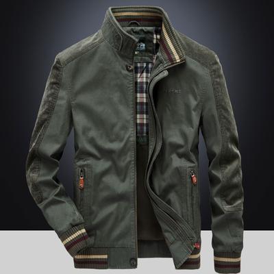 Spring and Autumn Men's Stand Collar New Jacket Business Green Casual Loose Large Size Jacket Men 873