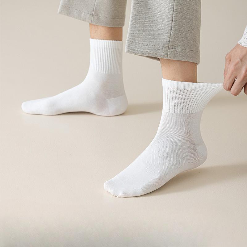 Men's Mid-calf Socks for Autumn and Winter, Pure Cotton Sweat-absorbing and Deodorizing Sports Socks, Antibacterial Long Calf Socks for Winter