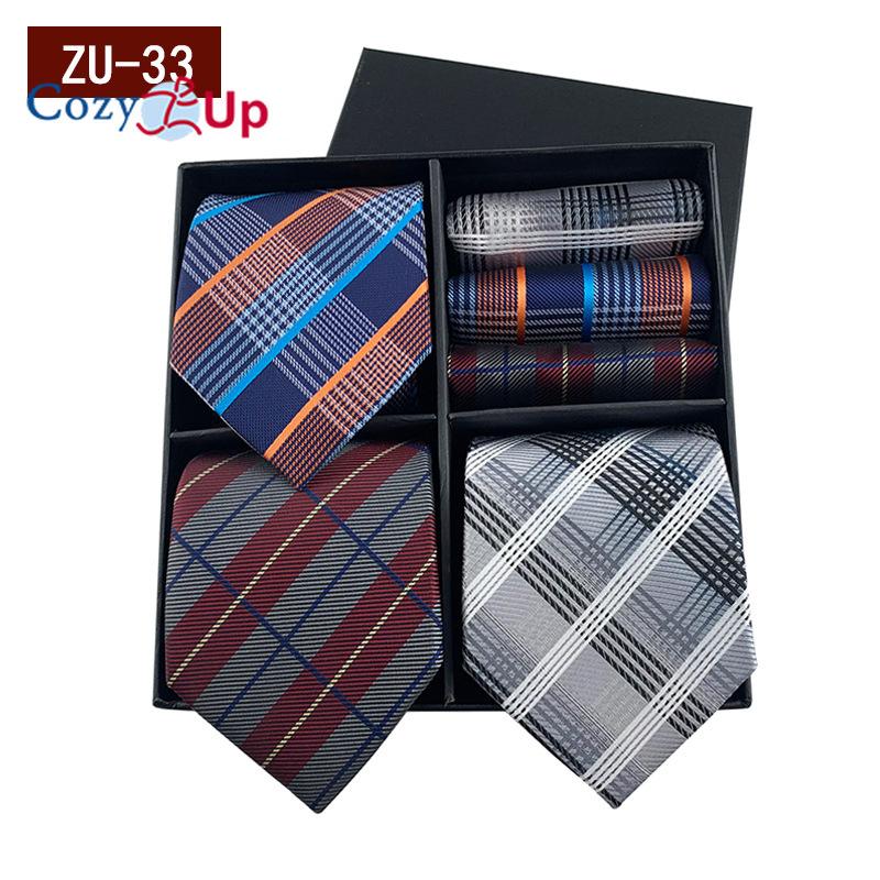 3pcs Necktie+3 Pcs Square Scarf  Men Two-piece Tie Set Wave Point A Tie Cufflinks Business Fashion Handkerchief Paisley