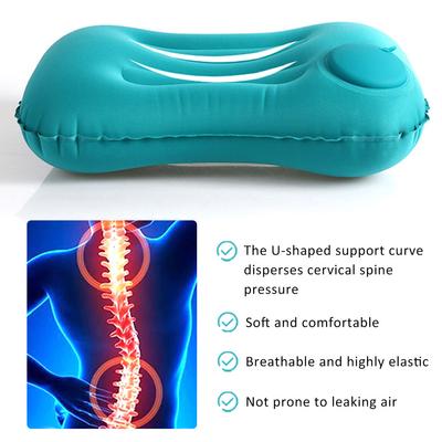 1Pc Camping Press Inflatable Pillow Portable Ultralight Travel Hiking Flannel Air Sleeping Pillow for Neck and Lumbar Support
