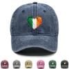 Heart Flag of Ireland Print Snapback Baseball Hat, Patriotic Flat Cap Adjustable Buckle Casual Distressed Slouchy Adjustable Baseball Cap