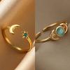 Glowstone Anillos Moon Sun Rings Elegant Women Vintage Gold Color Stainless Steel Mini Sunflower Ring Jewelry Christmas Gifts