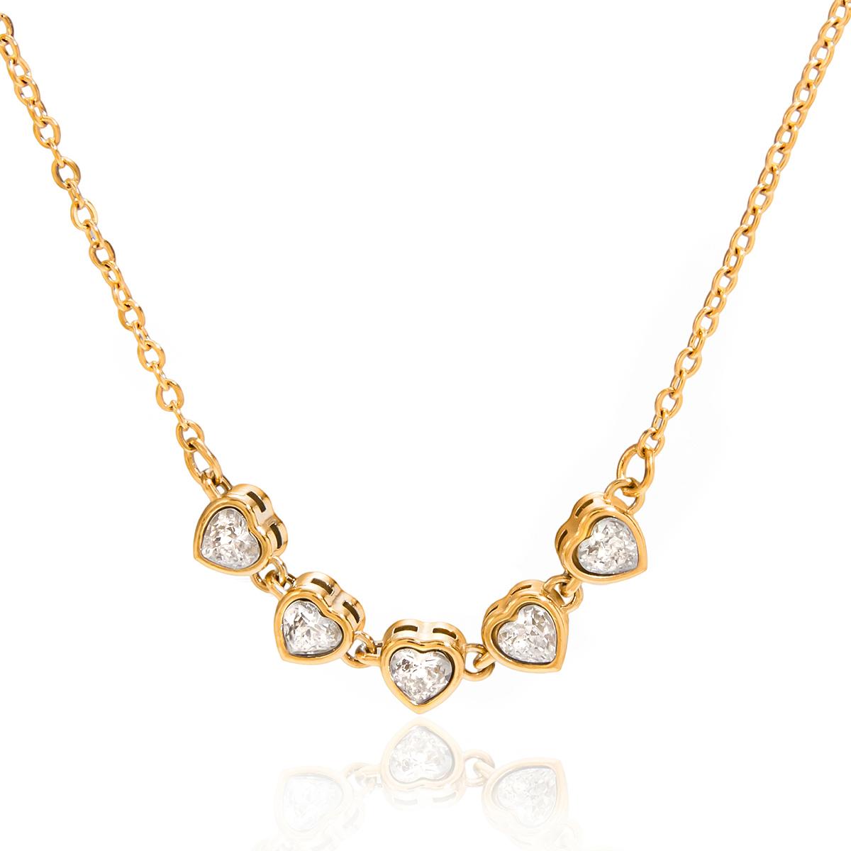 

Yori AAA Sparkling Heart-Shaped White Zircon Tennis Chain Luxury Necklace Charm Fashion Korean Jewelry Gift Femme золотистый