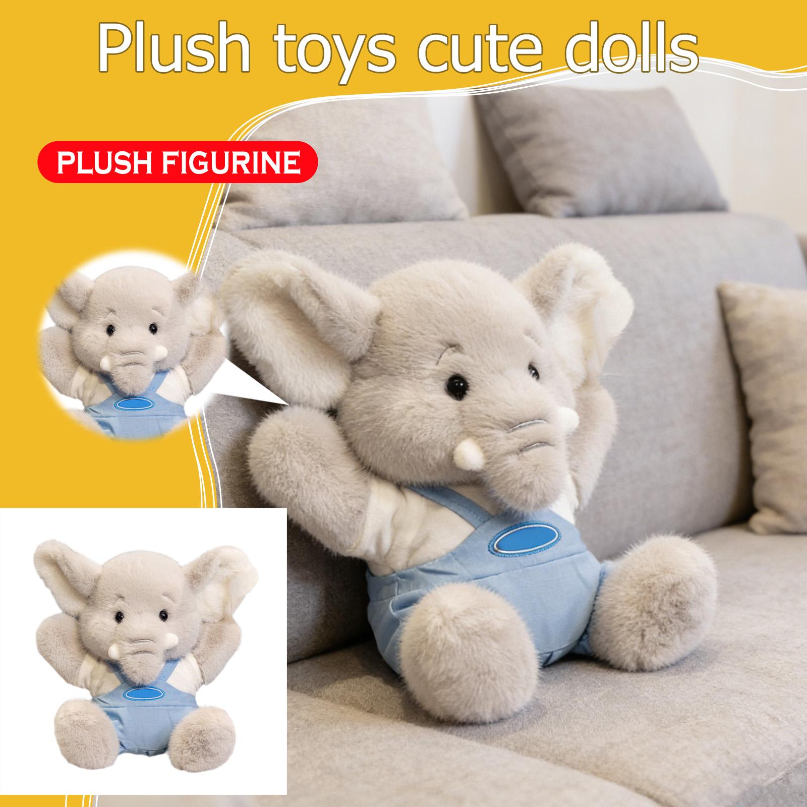 

Plush Elephant Stuffed Animal Soft Toy with Overalls Comfortable Fabric Child Friendly Design Suitable for Kids and Collectors One Size
