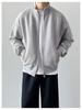 Men's Double Zipper Stand-up Collar Cardigan Hoodie - 2025 Casual Solid Color Outerwear for Spring & Autumn