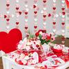 Valentines Decorations Red Pink White Rose Gold Glitter Heart Garland Strings - 8 Packs Paper Heart Garland Banner for Valentine's Day Mothers Day