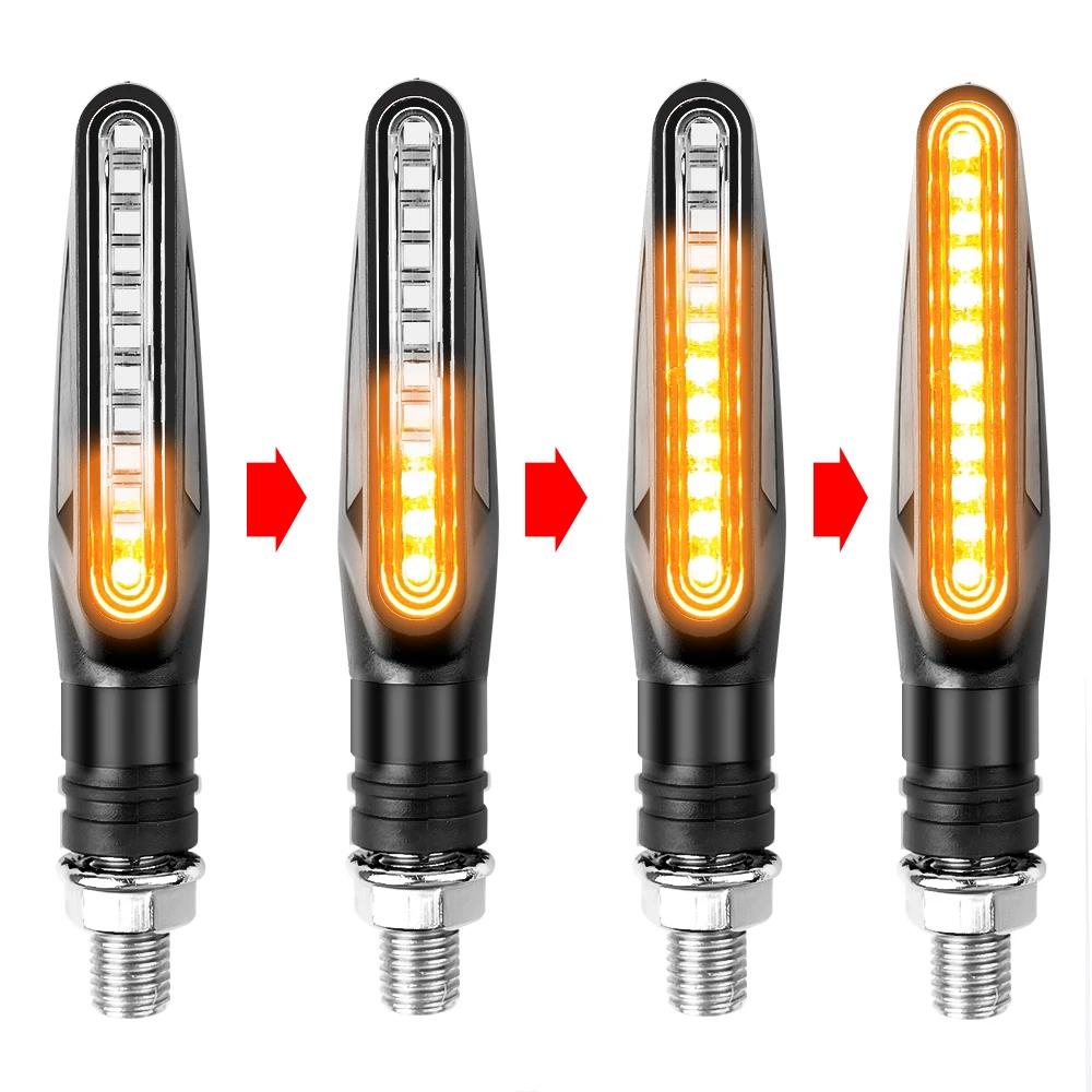 2PCS 12V Motorcycle Turn Signals Light LED Tail Flasher Flowing Water Blinker IP68 Bendable Motorcycle Turning Lights Assembly