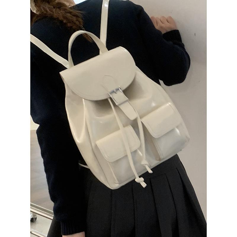 Leisure college style backpack women's 2025 new trendy fashion Korean version silver backpack simple portable travel bag