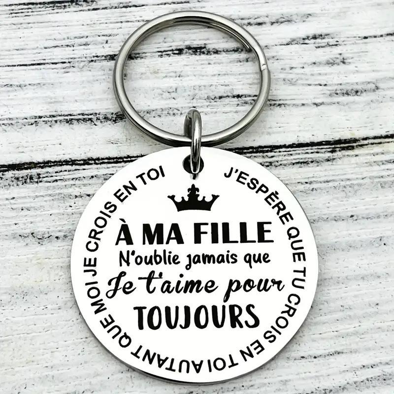 Stainless Steel Round Tag Letter Titanium Steel Keychain Inspirational Gift Stainless Steel Keychain for Backpack Bag Pendant