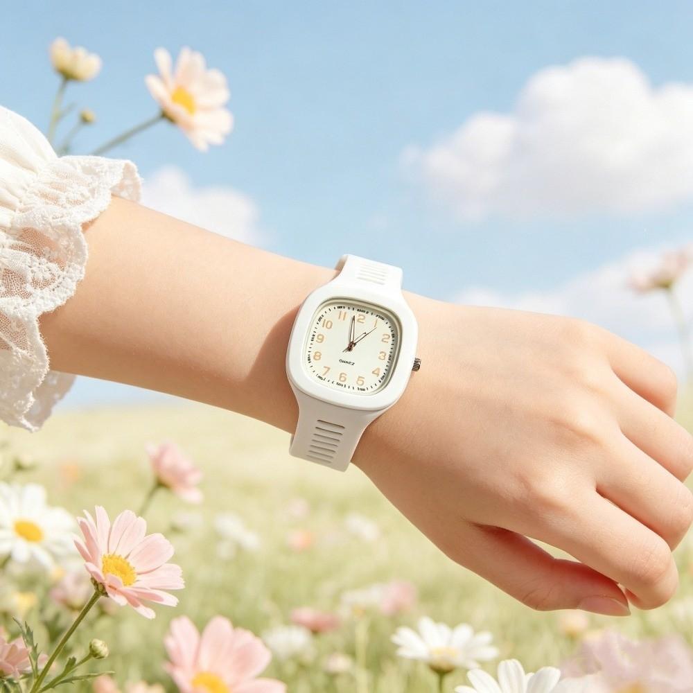 Silicone Strap Square Watch Square Wrist Watch Korean Style Analog Watch  Students