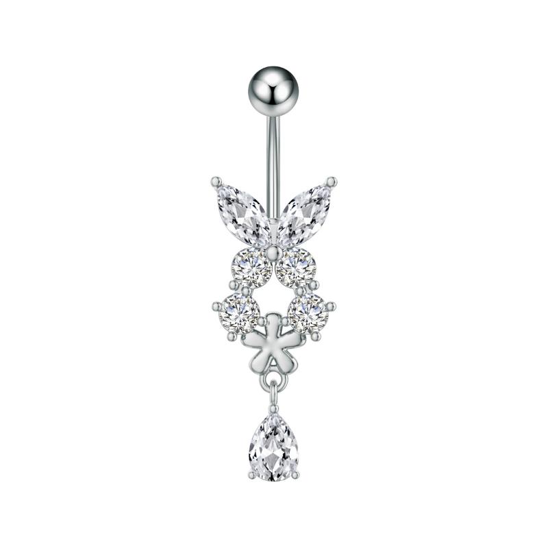 

Мода Кристалл Циркон Капля Воды Подвеска Кольцо для Пупка Бабочка Пирсинг Пупка Для Женщин Пляжные Украшения для Тела A5