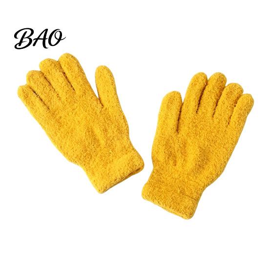 Windproof Winter Hand Warmers Warm Coral Fleece Gloves for Women, Soft Five Finger Solid Color Accessories Gloves, Thermal Mittens Autumn Anti Cold