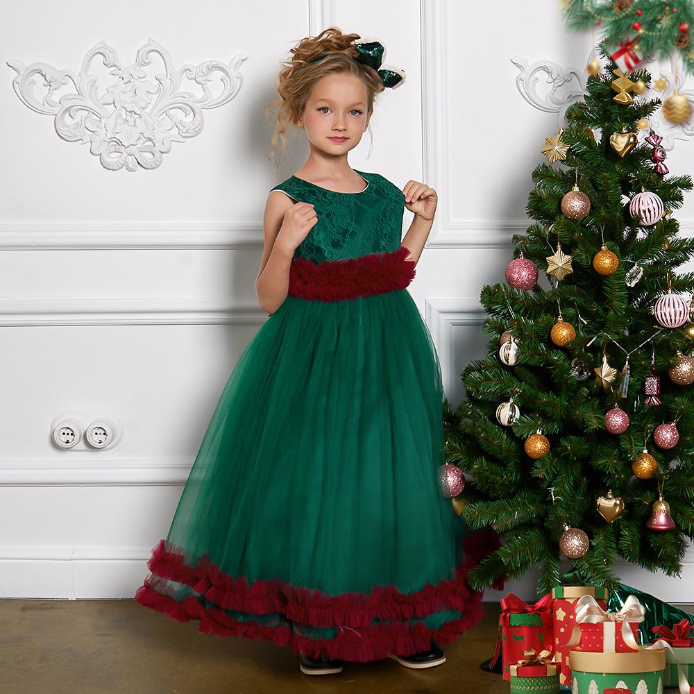 Tulle Red Christmas Dresses for Girls Formal Bridesmaids Wedding Party Princess Prom Girl Dress Flower Birthday Costume 5-14 Yrs