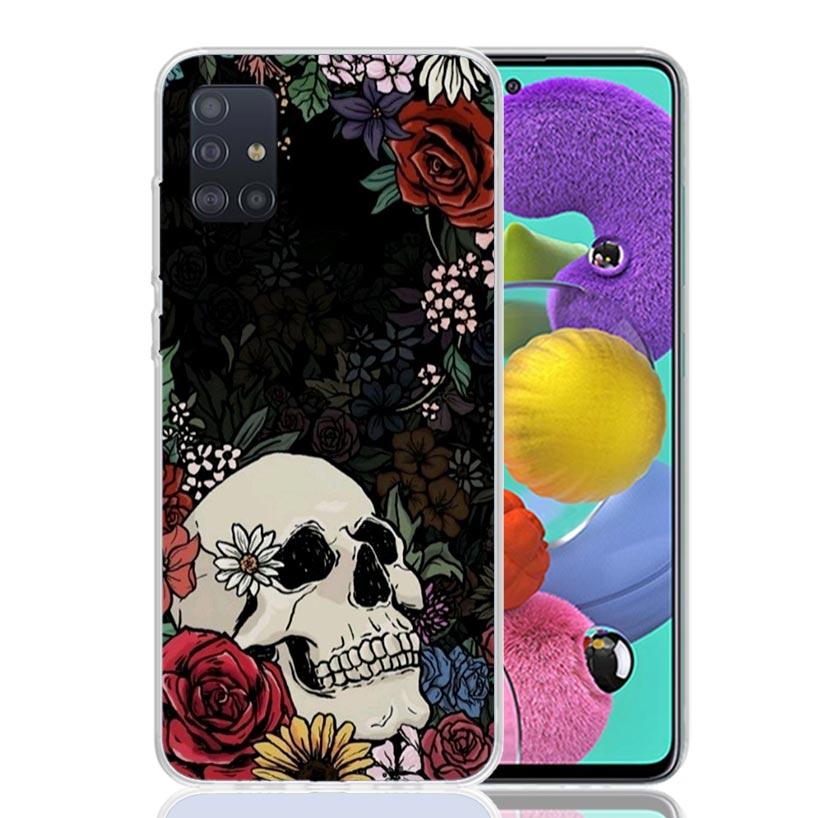 Human Skeleton Red Rose Phone Case for Samsung Galaxy A52 A51 A50S A12 A22 A32 A72 A10S A30S A31 A71 Note 20 Ultra 10 Plus S10 G