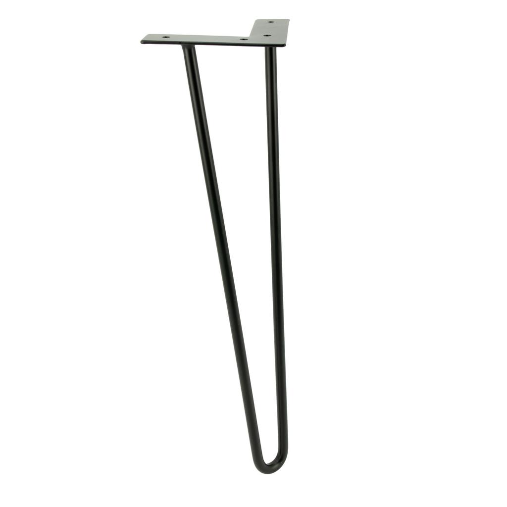 Set of 4 Hairpin furniture legs, height 41 cm, 2 rods, black with plastic feet